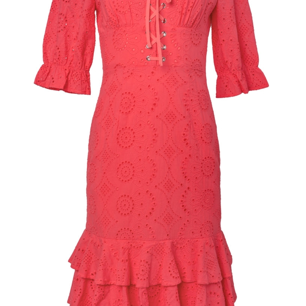 Ivy City Co Coral Eyelet Long Sleeve Dress